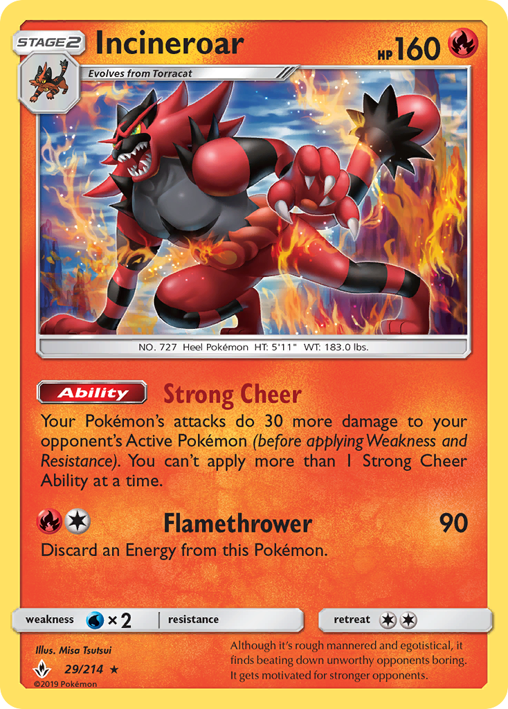 Incineroar – Unbroken Bonds 29/214 Pokémon card