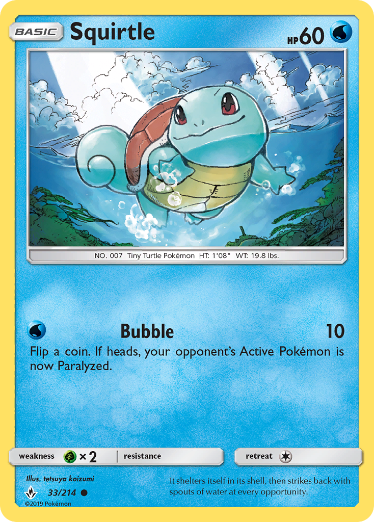 Squirtle – Unbroken Bonds 33/214 Pokémon card