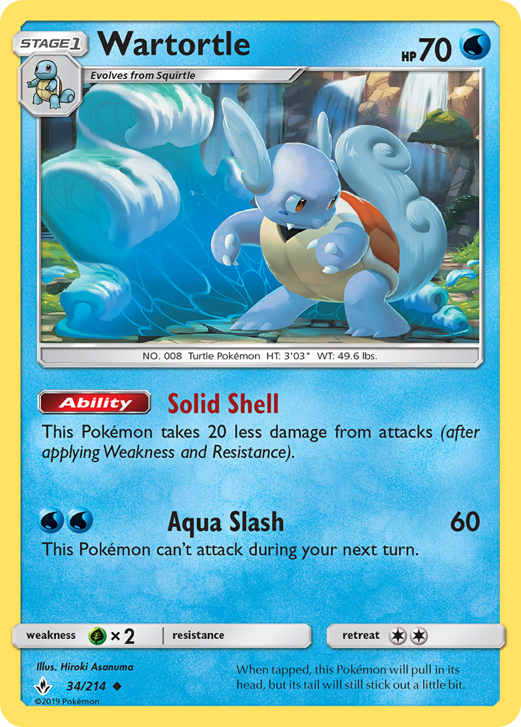 Wartortle – Unbroken Bonds 34/214 Pokémon card