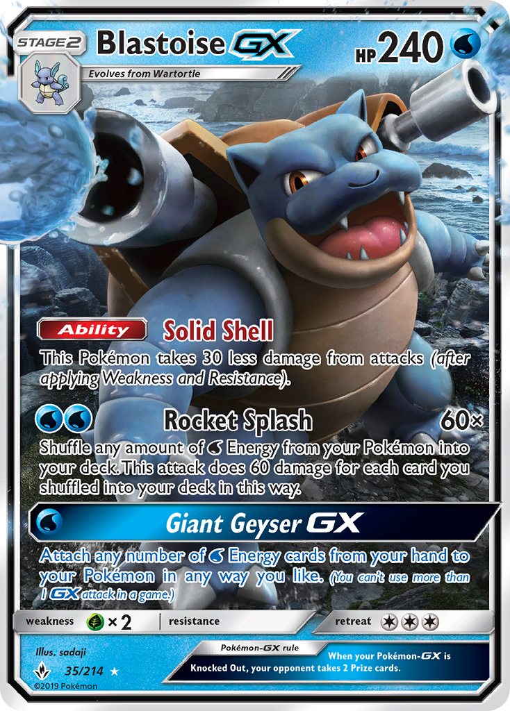 Blastoise-GX – Unbroken Bonds 35/214 Pokémon card