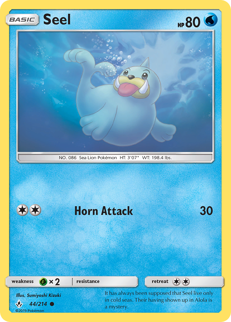 Seel – Unbroken Bonds 44/214 Pokémon card