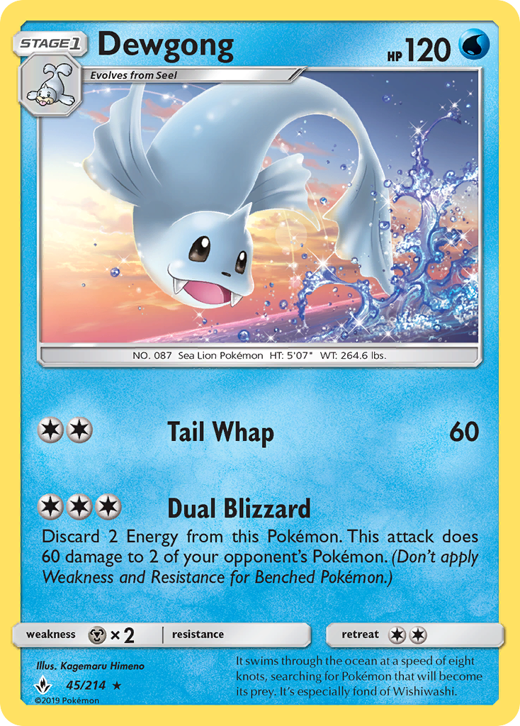 Dewgong – Unbroken Bonds 45/214 Pokémon card