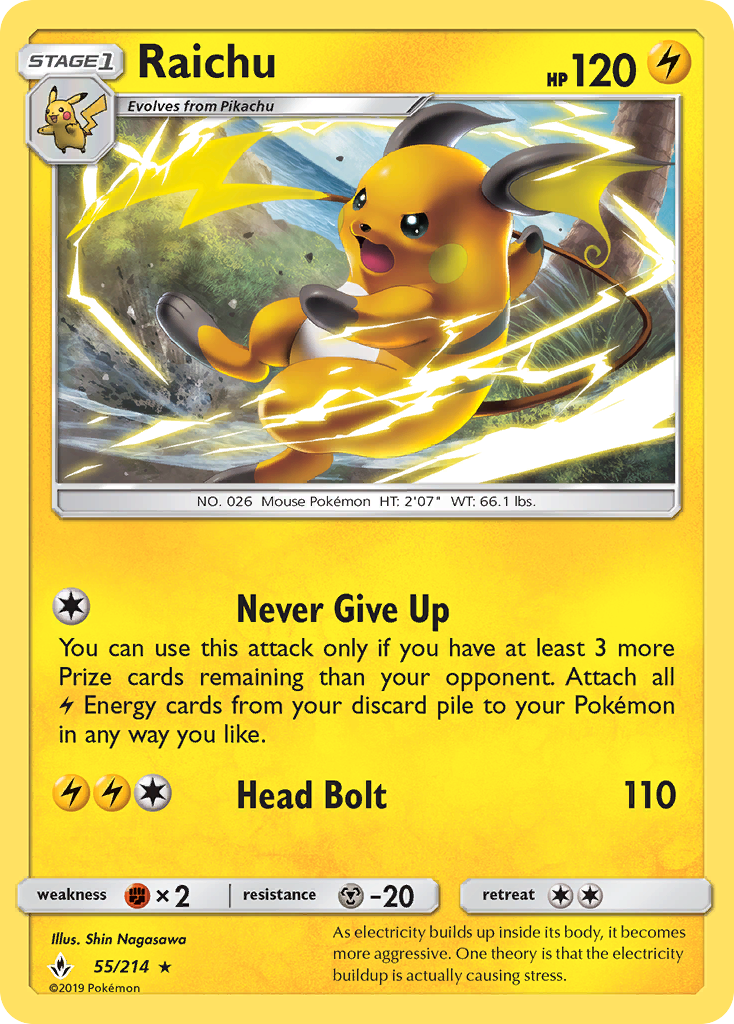 Raichu – Unbroken Bonds 55/214 Pokémon card