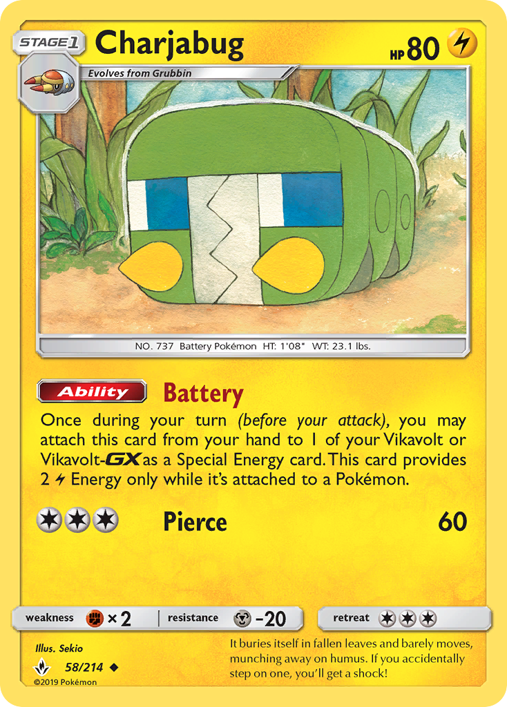 Charjabug – Unbroken Bonds 58/214 Pokémon card