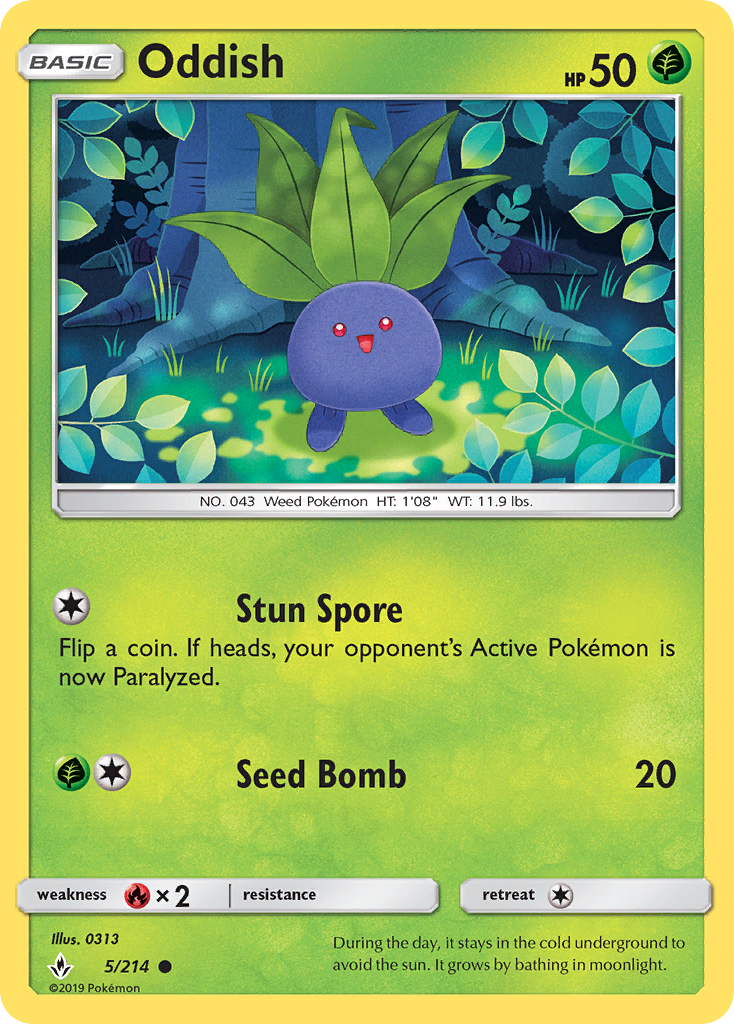Oddish – Unbroken Bonds 5/214 Pokémon card