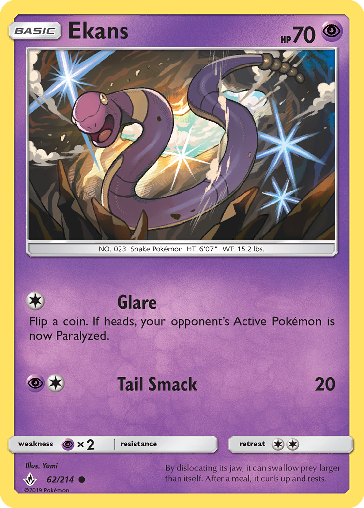 Ekans – Unbroken Bonds 62/214 Pokémon card