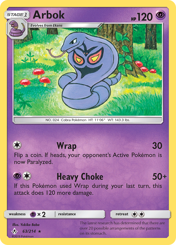 Arbok – Unbroken Bonds 63/214 Pokémon card