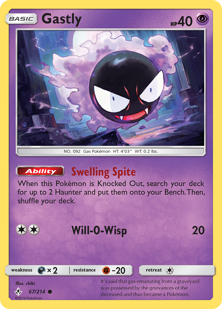Gastly – Unbroken Bonds 67/214 Pokémon card