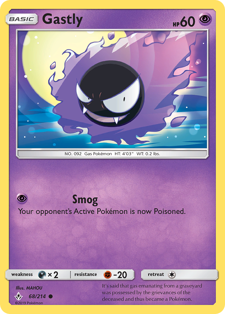 Gastly – Unbroken Bonds 68/214 Pokémon card