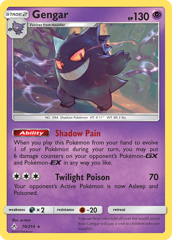 Gengar – Unbroken Bonds 70/214 Pokémon card