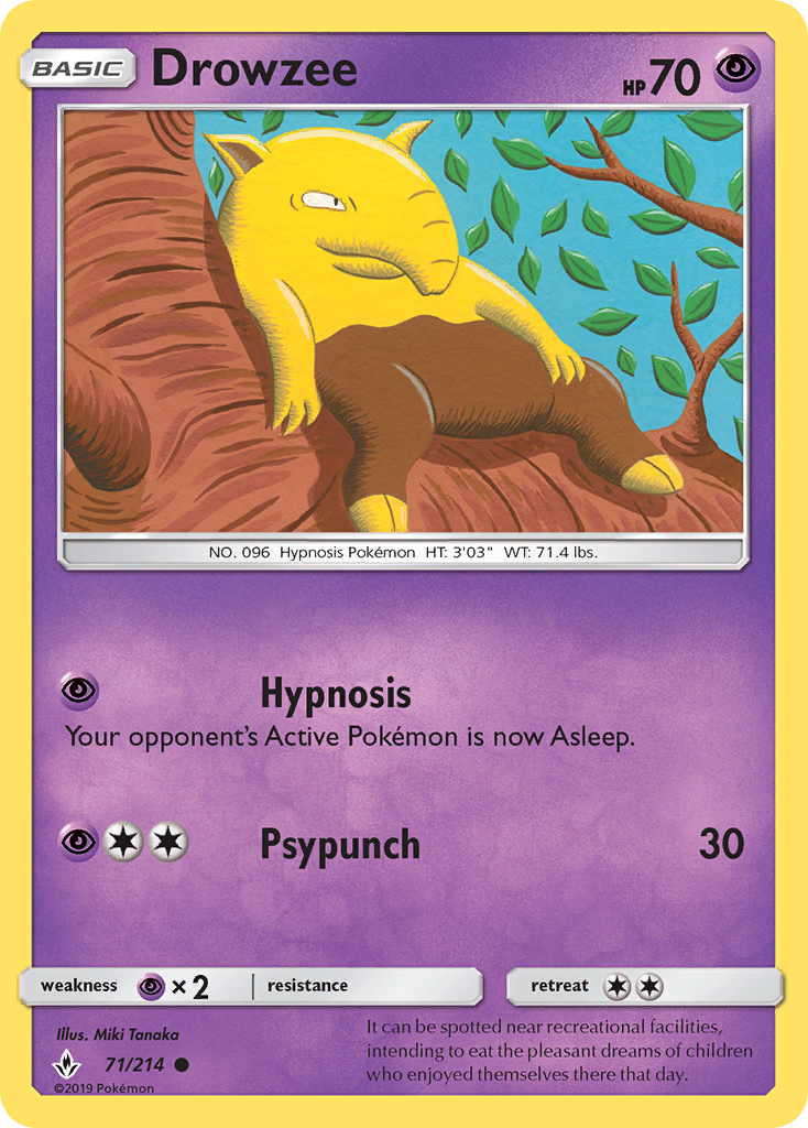 Drowzee – Unbroken Bonds 71/214 Pokémon card
