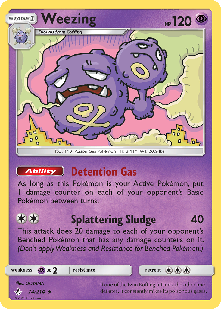 Weezing – Unbroken Bonds 74/214 Pokémon card