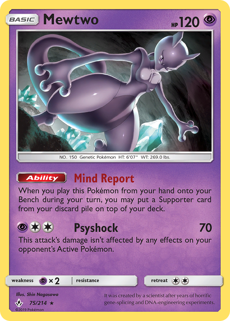 Mewtwo – Unbroken Bonds 75/214 Pokémon card