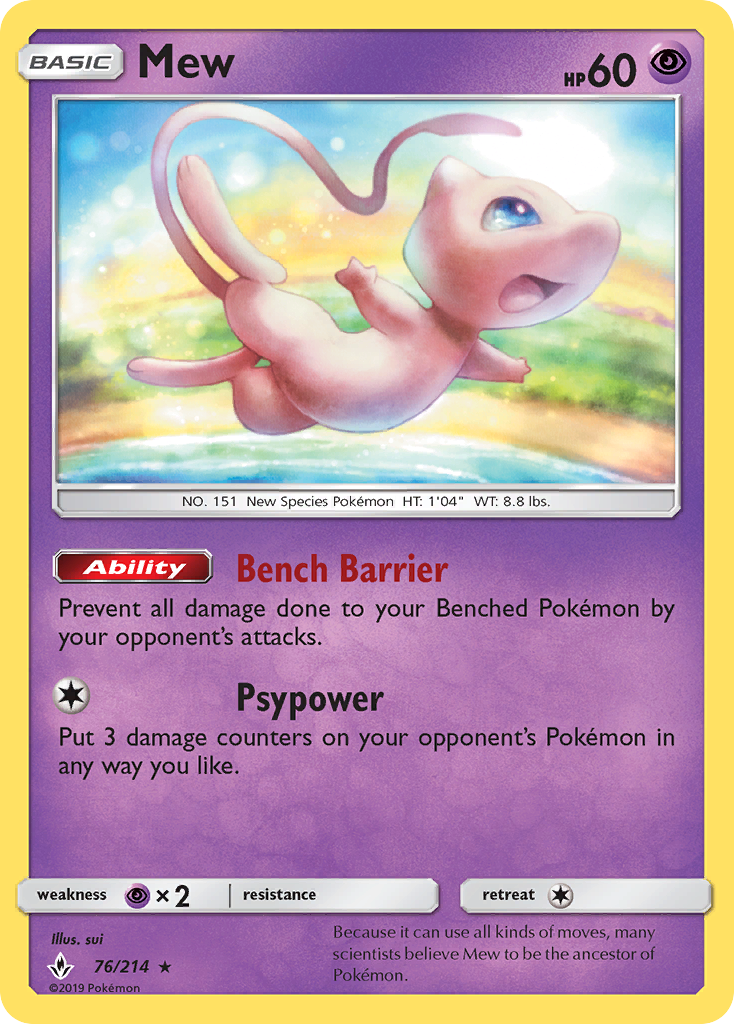 Mew – Unbroken Bonds 76/214 Pokémon card