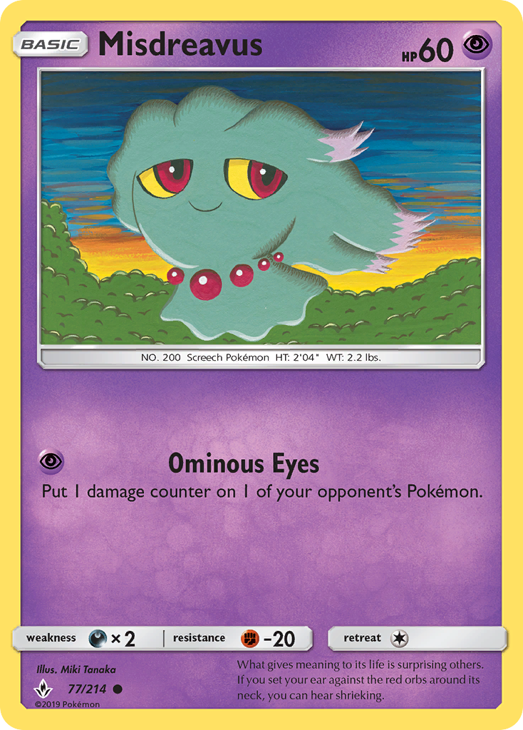 Misdreavus – Unbroken Bonds 77/214 Pokémon card