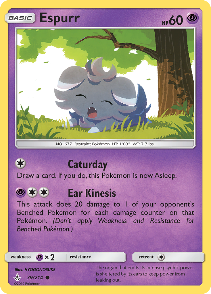 Espurr – Unbroken Bonds 79/214 Pokémon card