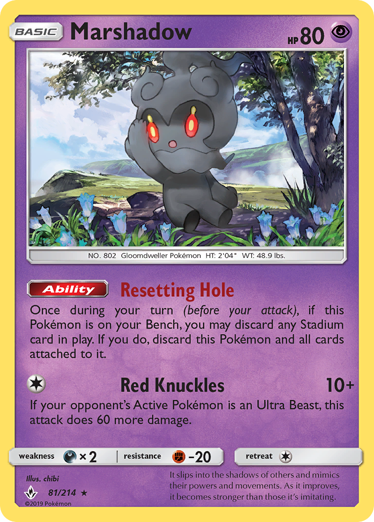 Marshadow – Unbroken Bonds 81/214 Pokémon card