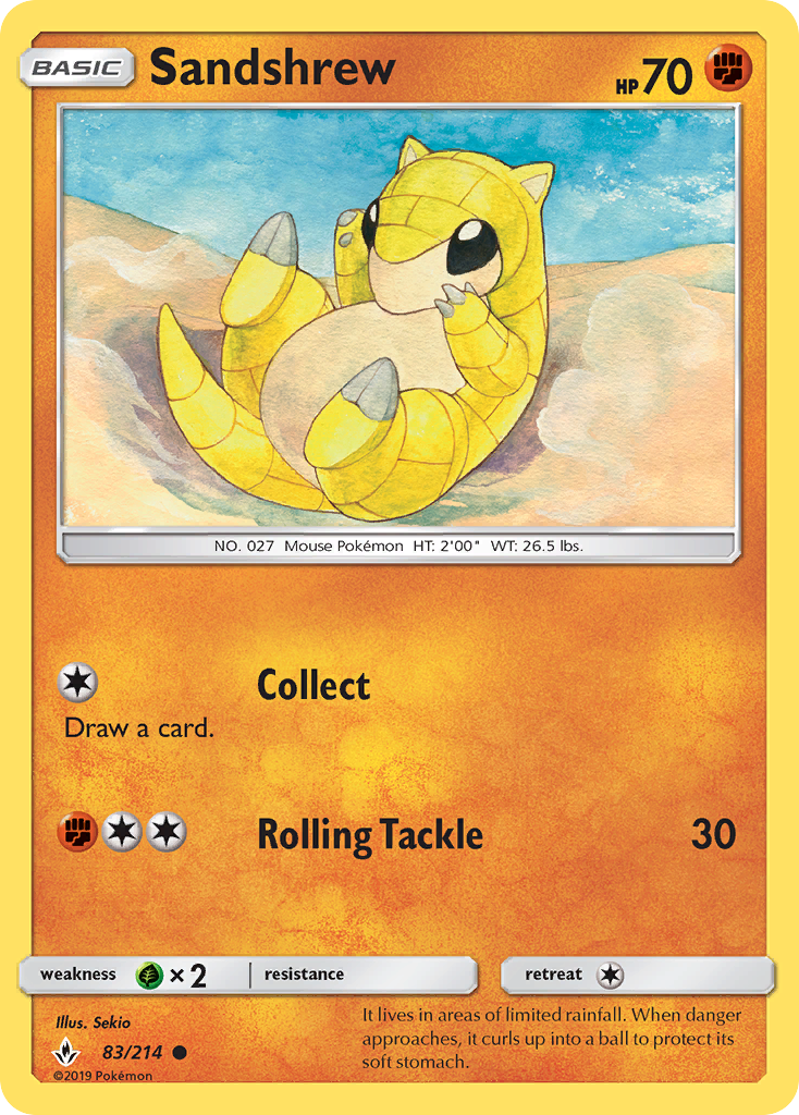 Sandshrew – Unbroken Bonds 83/214 Pokémon card