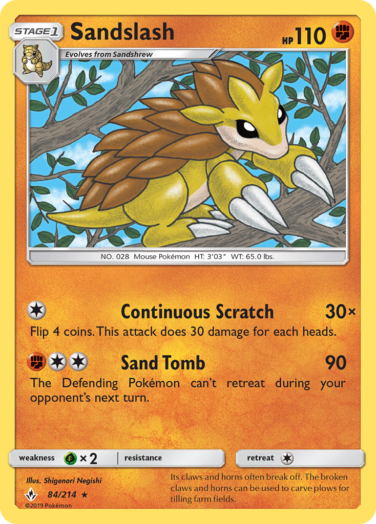 Sandslash – Unbroken Bonds 84/214 Pokémon card