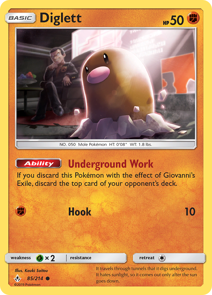 Diglett – Unbroken Bonds 85/214 Pokémon card