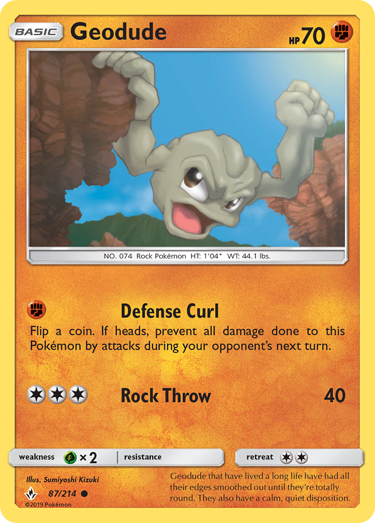 Geodude – Unbroken Bonds 87/214 Pokémon card