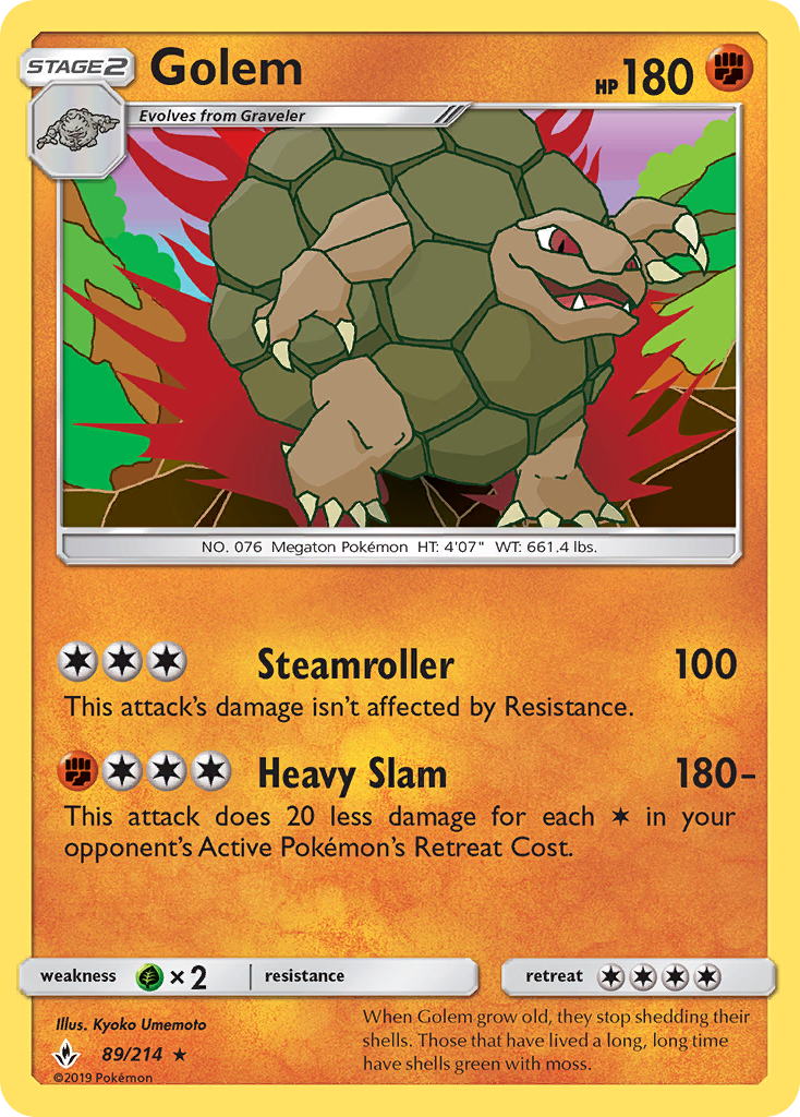 Golem – Unbroken Bonds 89/214 Pokémon card