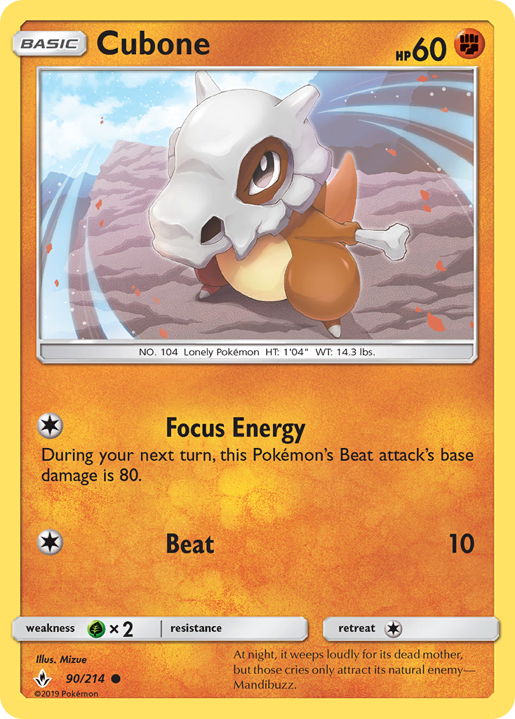 Cubone – Unbroken Bonds 90/214 Pokémon card