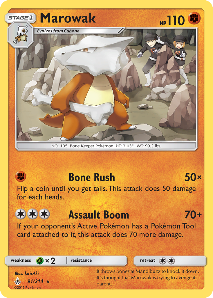 Marowak – Unbroken Bonds 91/214 Pokémon card