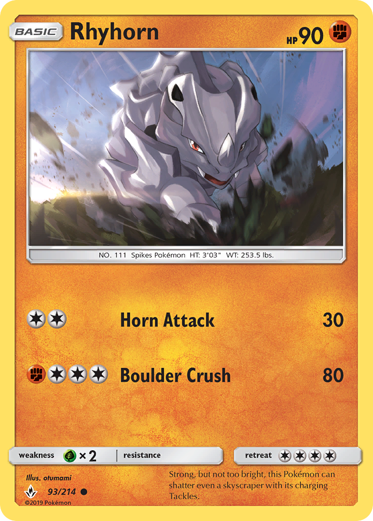 Rhyhorn – Unbroken Bonds 93/214 Pokémon card