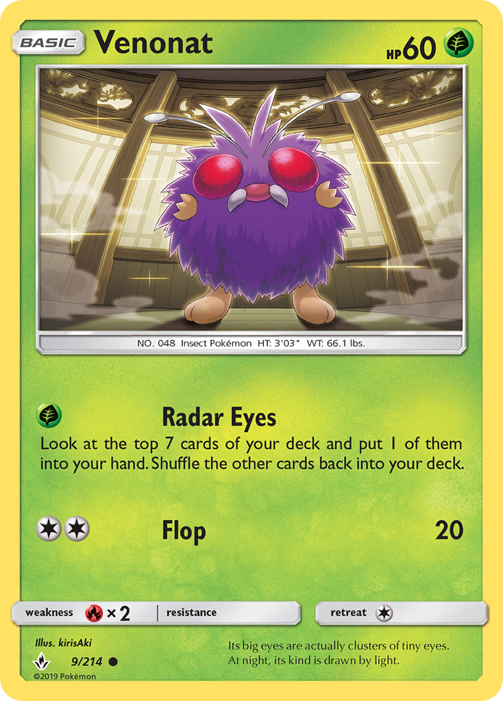 Venonat – Unbroken Bonds 9/214 Pokémon card