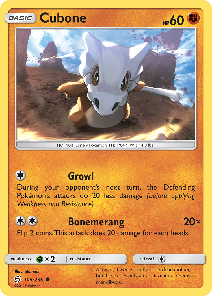 Cubone – Unified Minds 105/236 Pokémon card