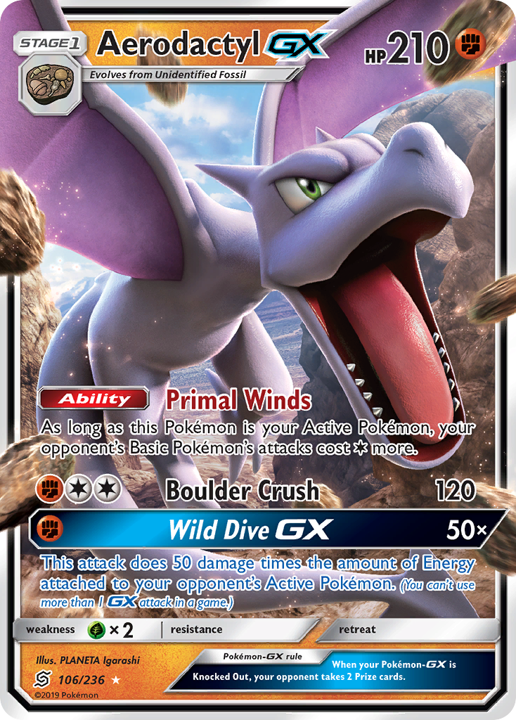 Aerodactyl-GX – Unified Minds 106/236 Pokémon card