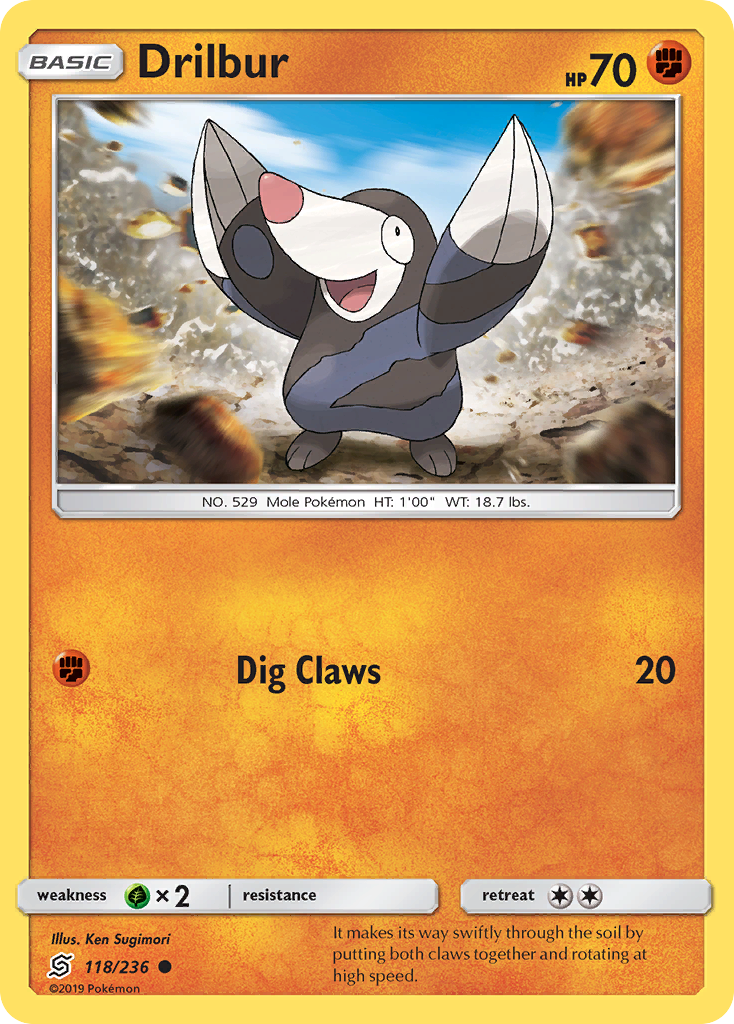 Drilbur – Unified Minds 118/236 Pokémon card