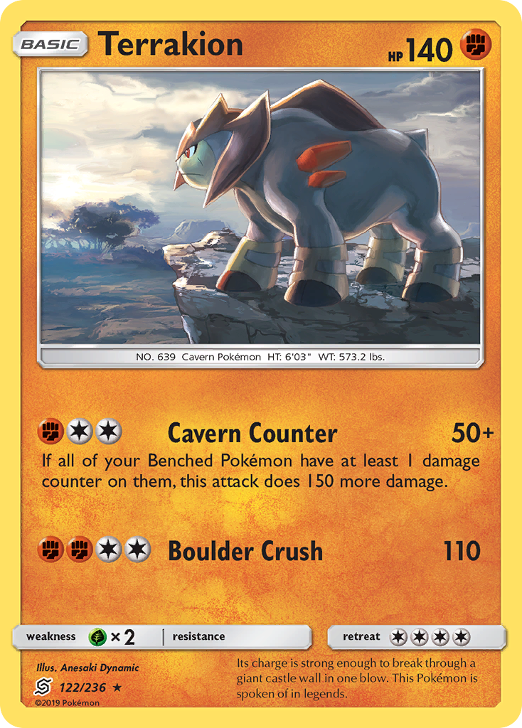 Terrakion – Unified Minds 122/236 Pokémon card