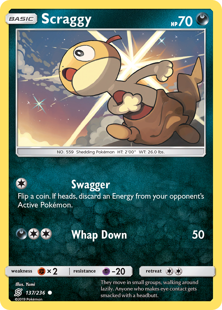 Scraggy – Unified Minds 137/236 Pokémon card