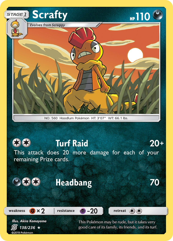 Scrafty – Unified Minds 138/236 Pokémon card