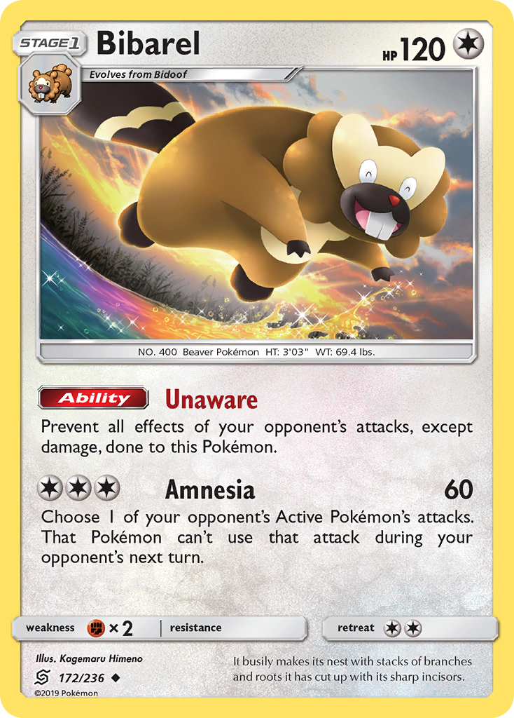 Bibarel – Unified Minds 172/236 Pokémon card