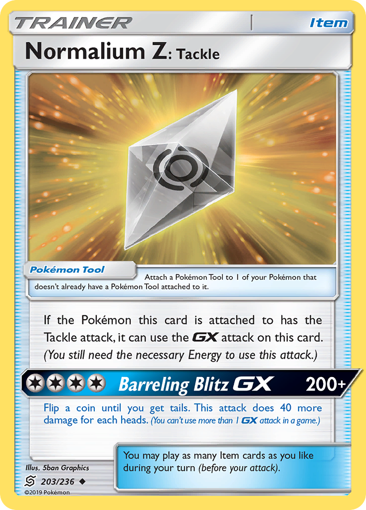 Normalium Z: Tackle – Unified Minds 203/236 Pokémon card