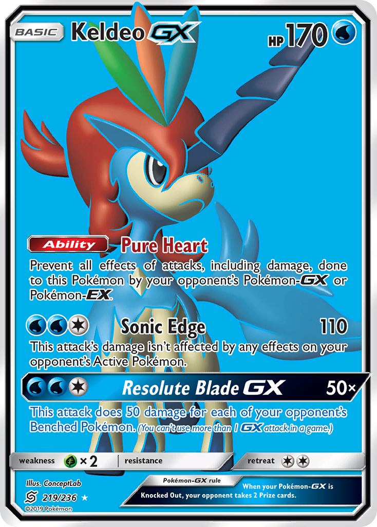 Keldeo-GX – Unified Minds 219/236 Pokémon card