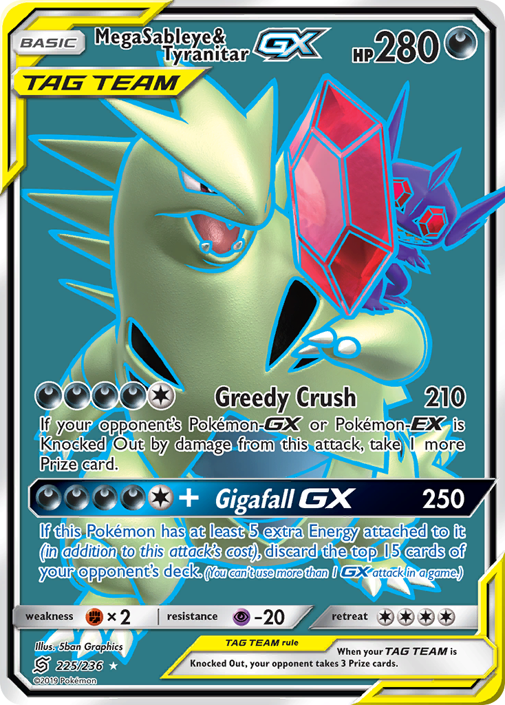 Mega Sableye & Tyranitar-GX – Unified Minds 225/236 Pokémon card