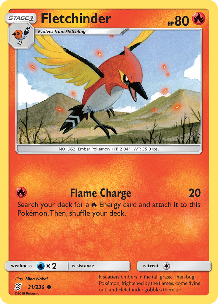 Fletchinder – Unified Minds 31/236 Pokémon card
