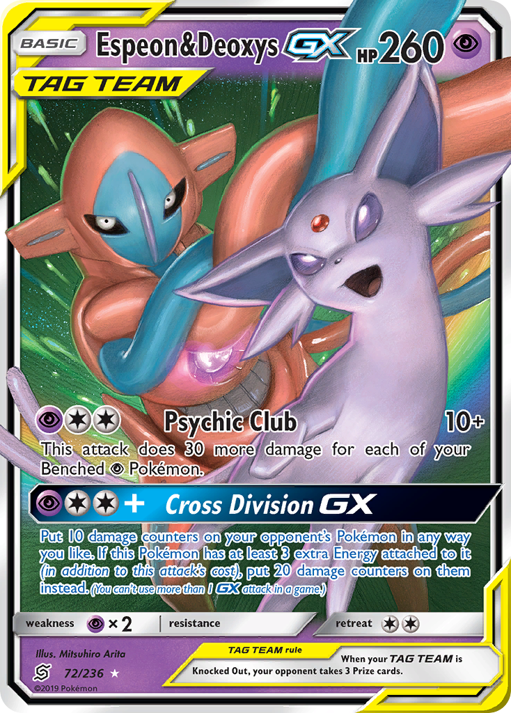 Espeon & Deoxys-GX – Unified Minds 72/236 Pokémon card