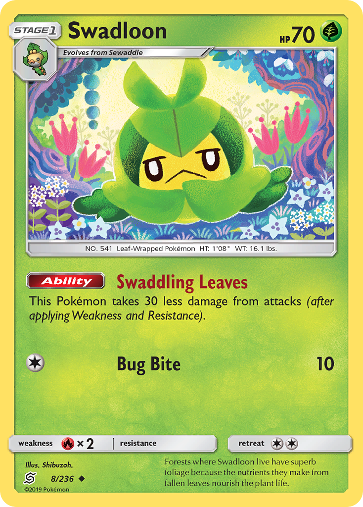 Swadloon – Unified Minds 8/236 Pokémon card