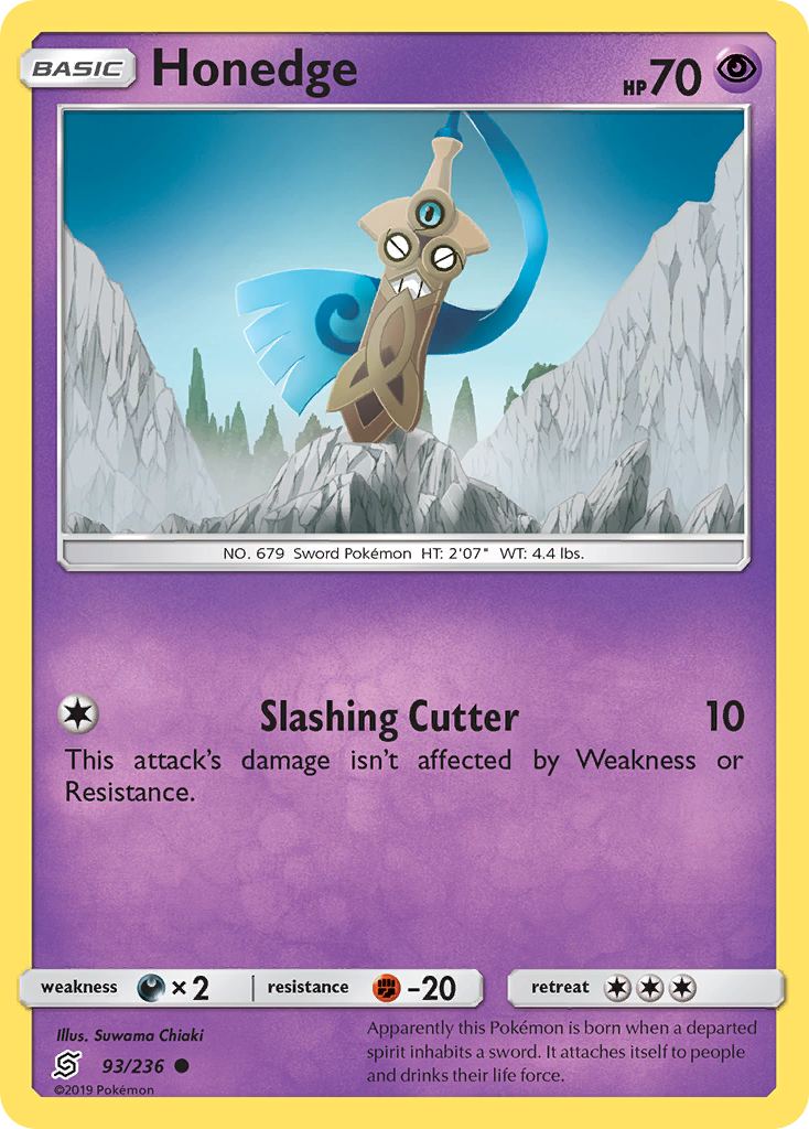 Honedge – Unified Minds 93/236 Pokémon card