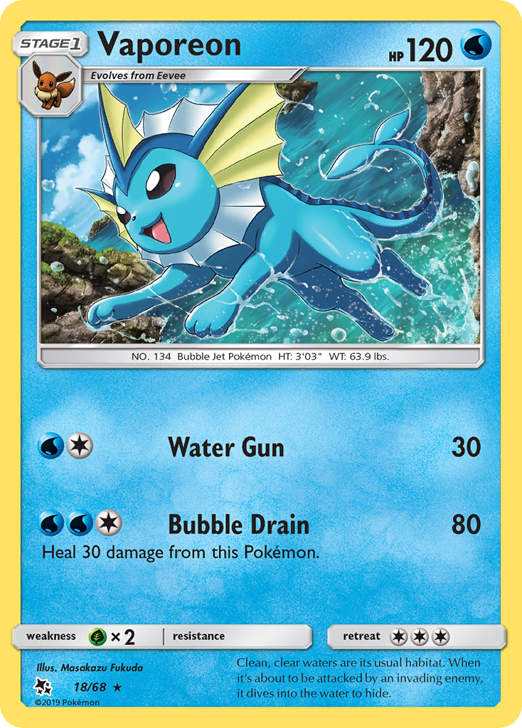 Vaporeon – Hidden Fates 18/68 Pokémon card