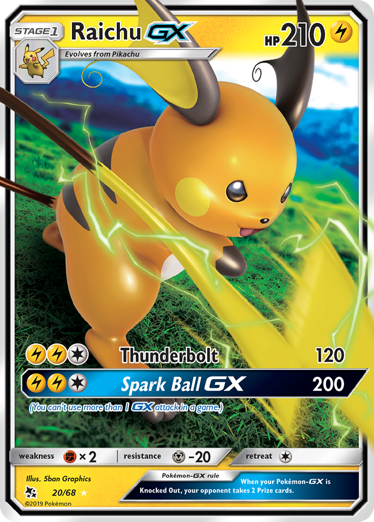 Raichu-GX – Hidden Fates 20/68 Pokémon card