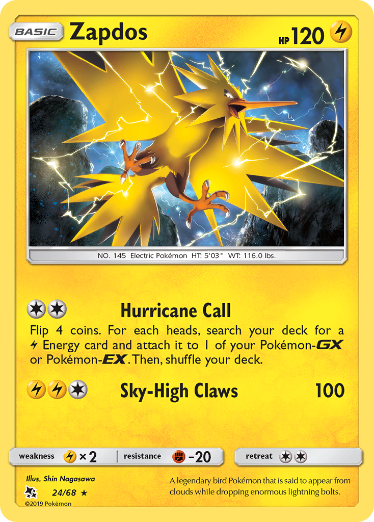 Zapdos – Hidden Fates 24/68 Pokémon card