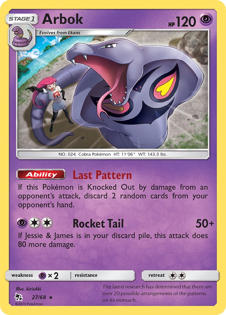 Arbok – Hidden Fates 27/68 Pokémon card