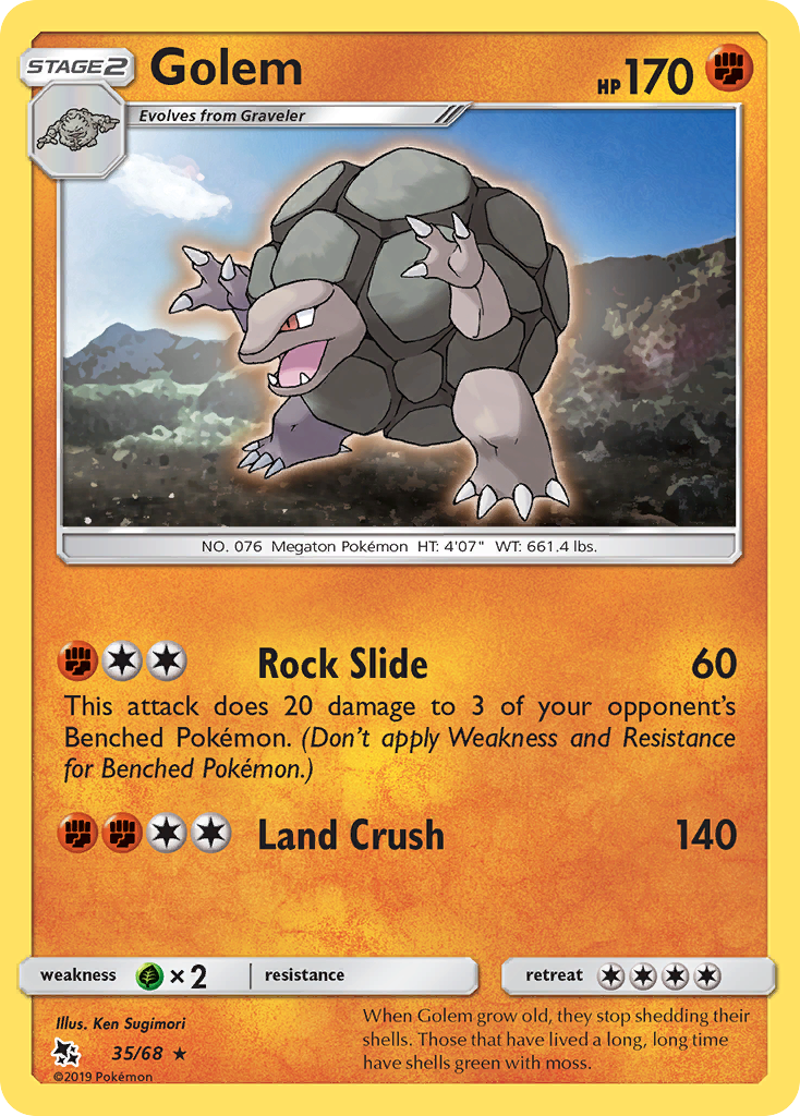 Golem – Hidden Fates 35/68 Pokémon card