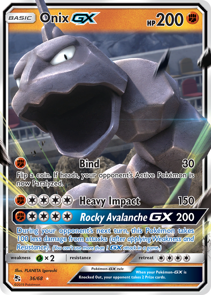 Onix-GX – Hidden Fates 36/68 Pokémon card